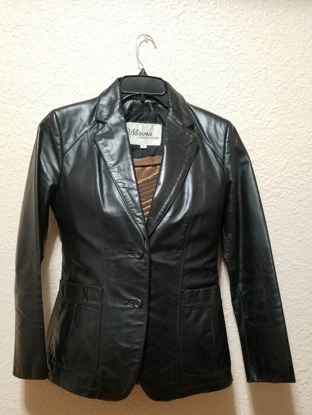 Wilsons Leather Women's Black Leather Two-Button Blazer